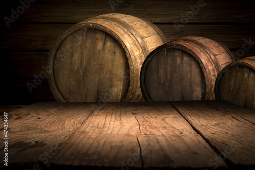 Wooden barrel for wine with steel ring. Clipping path included. © kishivan