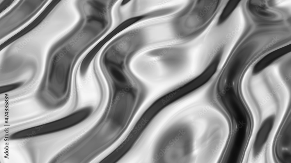 Silver chrome metal texture with waves, liquid silver metallic