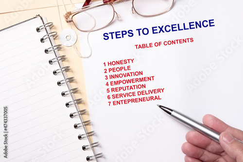 7 steps to excellence concept - with table of contents topic