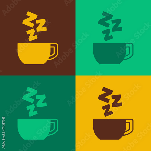 Pop art Chamomile tea icon isolated on color background. A useful therapeutic drink from flowers of chamomile medicinal. Vector