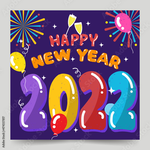 happy new year banner vector illustration design art 07