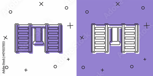Set Wooden Swedish wall icon isolated on white and purple background. Swedish stairs. Vector