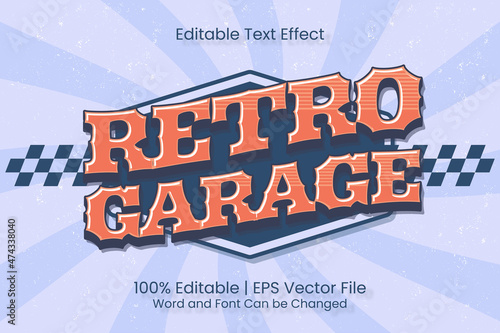 Retro Garage Text effect editable classic vintage style