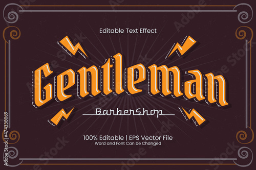 Gentleman Barbershop Editable text effect vintage retro style