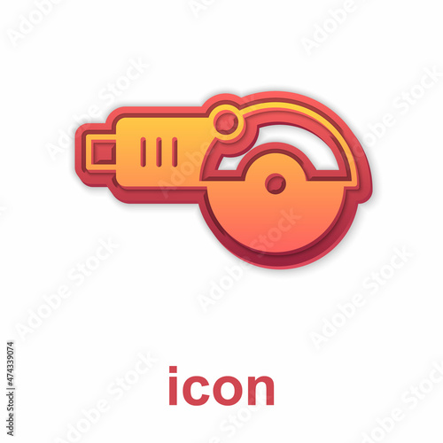 Gold Angle grinder icon isolated on white background. Vector