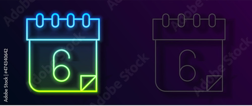 Glowing neon line Calendar icon isolated on black background. Event reminder symbol. Vector