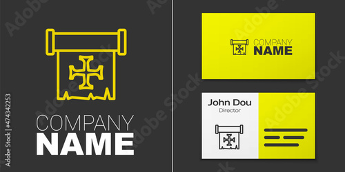 Logotype line Crusade icon isolated on grey background. Logo design template element. Vector