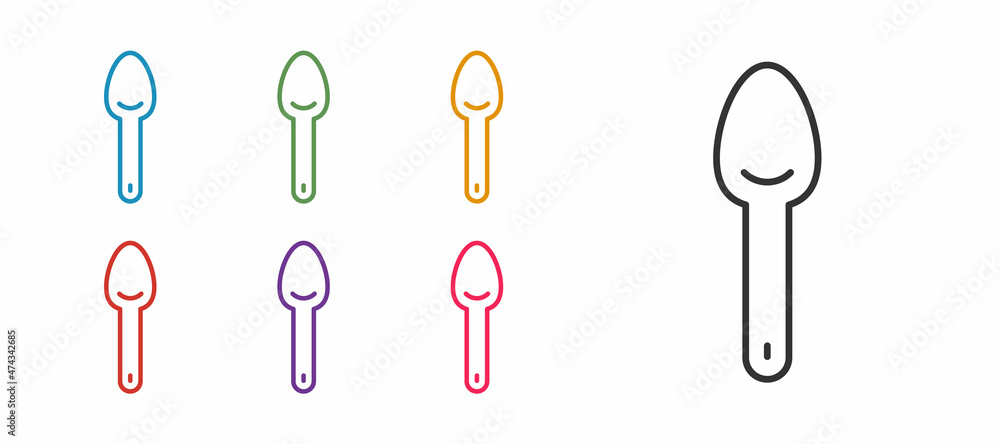 Set line Spoon icon isolated on white background. Cooking utensil. Cutlery sign. Set icons colorful. Vector Set line Spoon icon isolated on white background. Cooking utensil. Cutlery sign. Set icons colorful. Vector