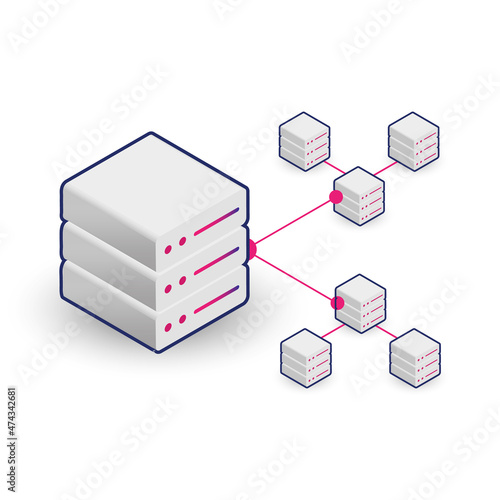 Edge Cloud Computing Icon. This illustration shows the concept of Edge Cloud that has a main site or main cloud data center connected to many edge nodes. This is part of IoT and 5G technology.