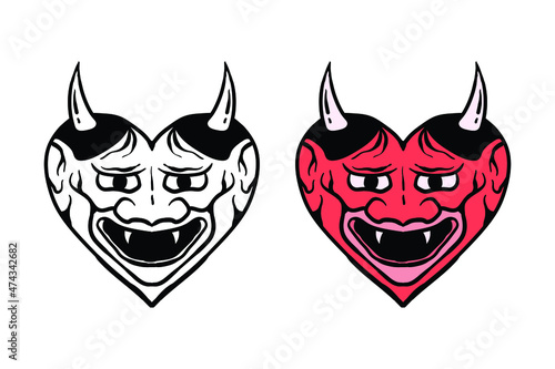 love demon illustration print on t-shirts jacket and souvenirs or tattoo Premium