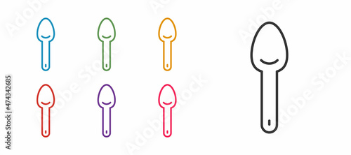 Set line Spoon icon isolated on white background. Cooking utensil. Cutlery sign. Set icons colorful. Vector