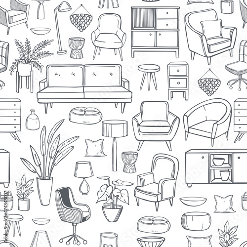 Furniture for the home. Vector pattern