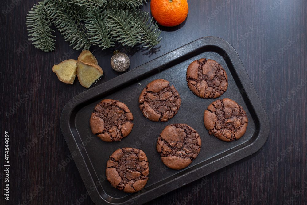 Fototapeta premium sweet home made Chocolate brownie cookies
