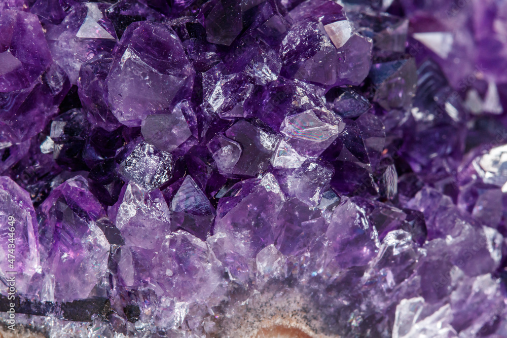 Amethyst Crystal Druse macro mineral on white background Amethyst Crystal Druse macro mineral on white background