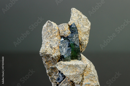 macro mineral stone Vivianite on a black background photo