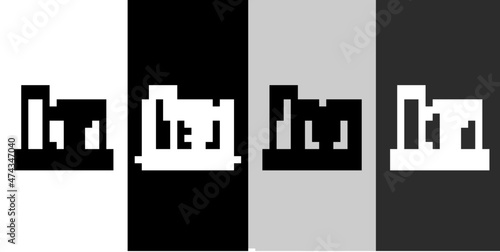 Set line Nuclear power plant icon isolated on black and white, transparent background. Energy industrial concept. Vector