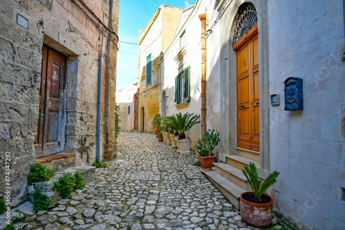 A street in Matera, an ancient city built into the rock. It is located in the Basilicata region, Italy.