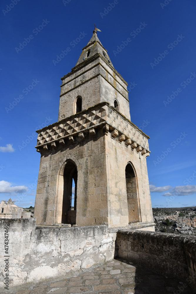 Atower bell in the city of Matera, an ancient town in the Basili region