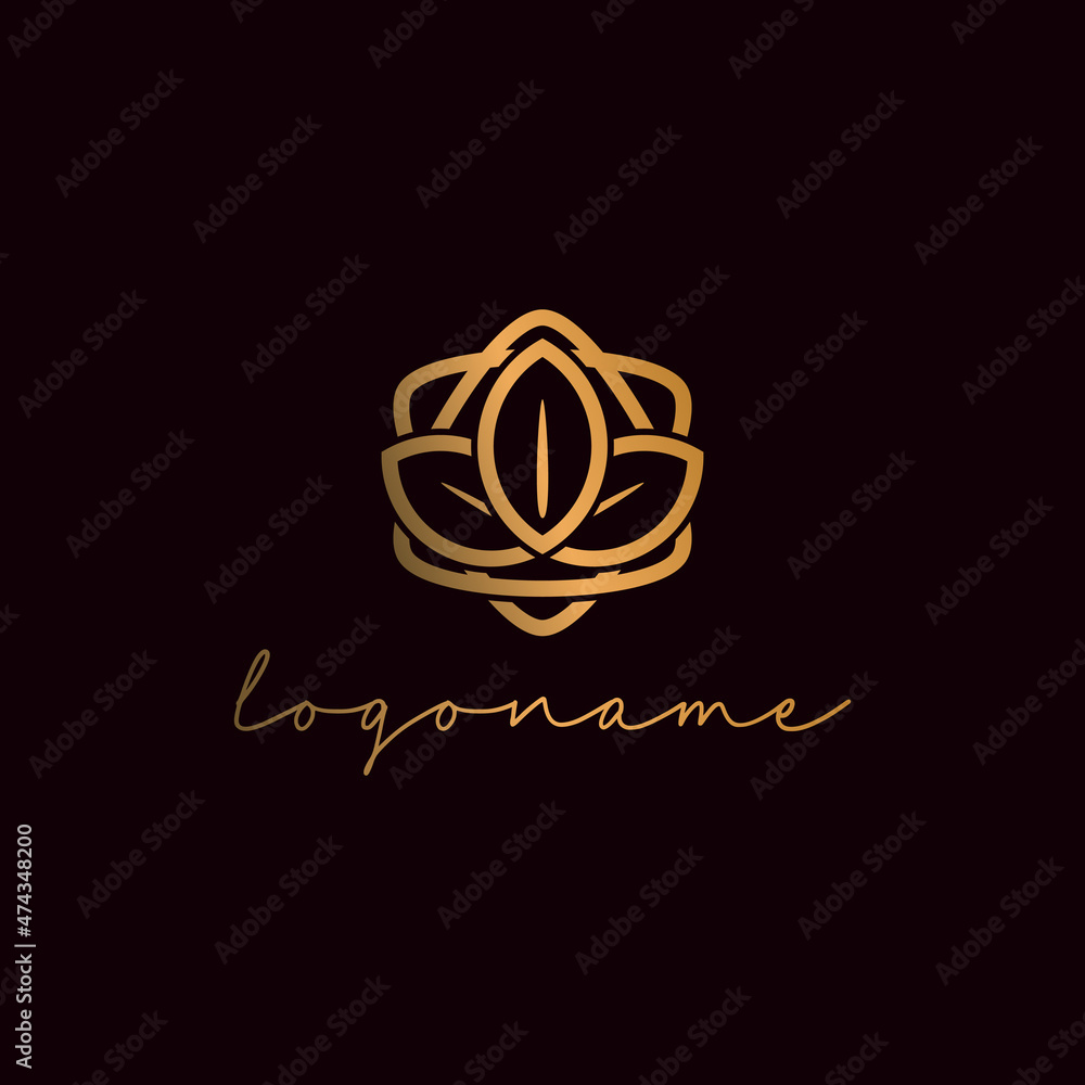 Beauty spa gold lotus logo design