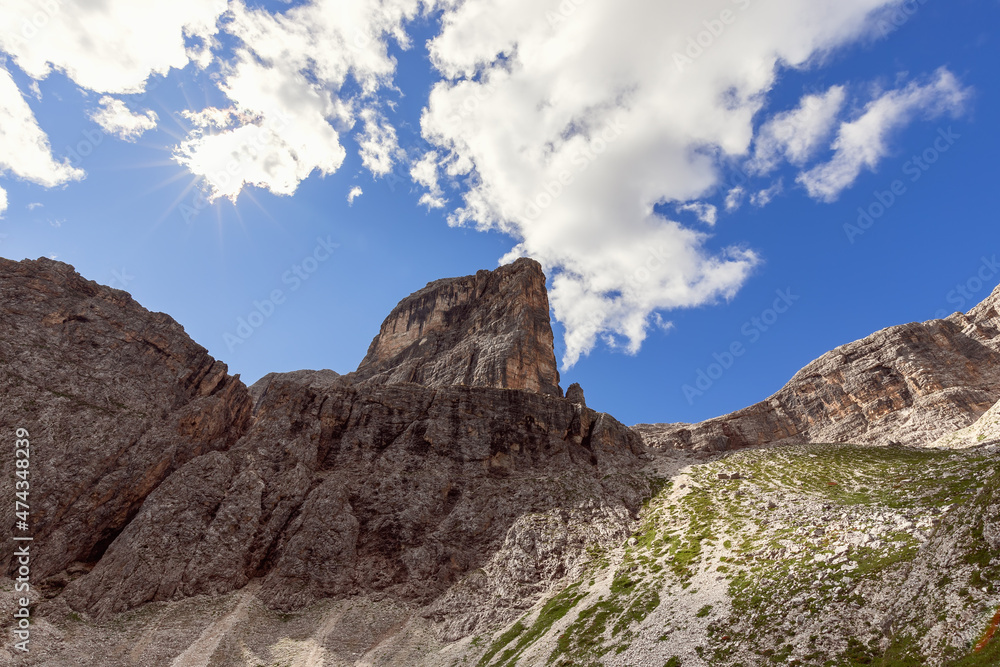 Mountain peaks of the Italian Dolomites. Natural park Puez Odle Mountain peaks of the Italian Dolomites. Natural park Puez Odle