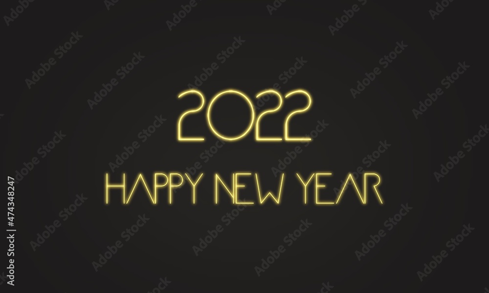 シンプルでお洒落な22年ハッピーニューイヤー背景壁紙素材 黒 22 Gold Happy New Year On Black Background Stock Illustration Adobe Stock