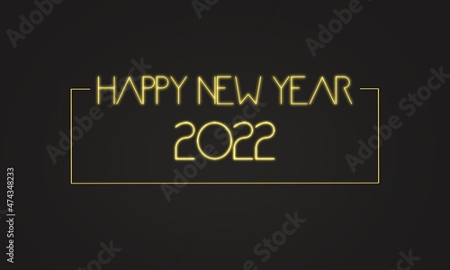 シンプルでお洒落な2022年ハッピーニューイヤー背景壁紙素材（黒） 2022 gold happy new year on black background