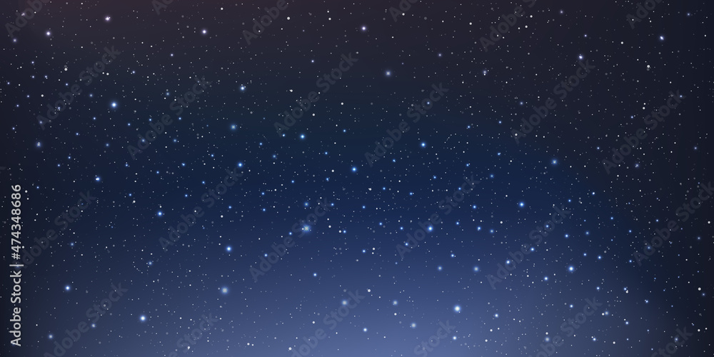 Obraz premium Astrology horizontal background. Milky way galaxy. Stardust in deep universe and bright shining stars in cosmos. Vector Illustration.