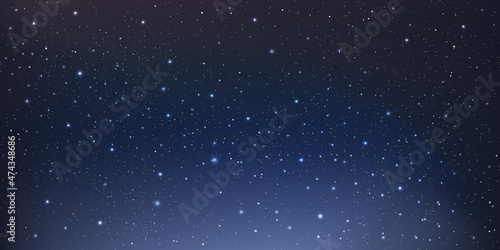 Astrology horizontal background. Milky way galaxy. Stardust in deep universe and bright shining stars in cosmos. Vector Illustration. © KICKINN