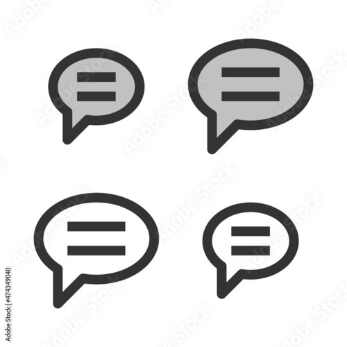 Pixel-perfect linear icon of elliptical speech bubble built on two base grids of 32 x 32 and 24 x 24 pixels. The initial base line weight is 2 pixels.  Editable strokes