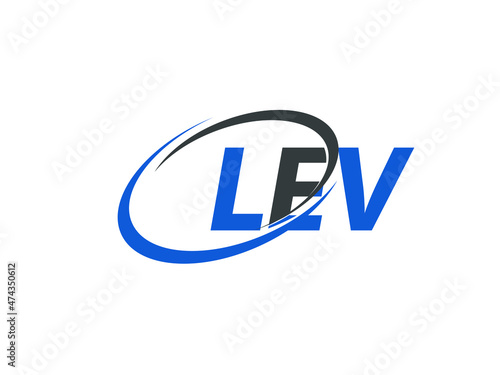 LEV letter creative modern elegant swoosh logo design