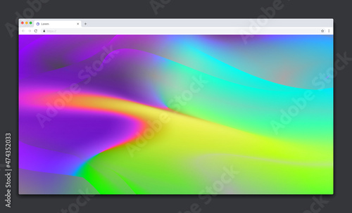 Modern web browser window interface design. Web window isolated screen mockup. Internet empty page concept with shadow. Vector illustration template on dark background