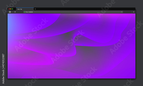 Modern web browser window interface design. Web window isolated screen mockup. Internet empty page concept with shadow. Vector illustration template on dark background