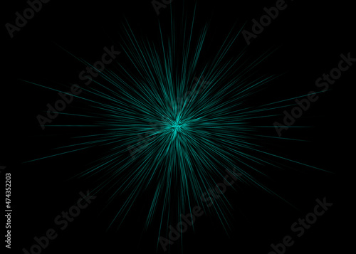 Abstract sunlights rays effect. Bright sun or laser cosmic rays  flashes and sparkle particles of light with optical lens over lay effect on empty black background. 