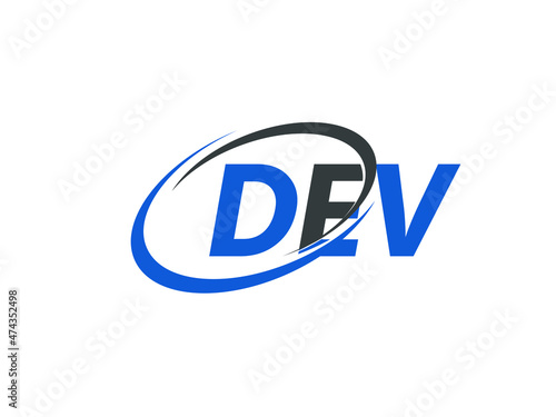 DEV letter creative modern elegant swoosh logo design