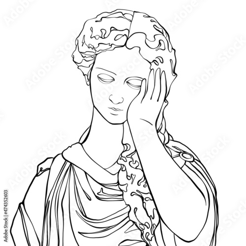 Female antique statue facepalm