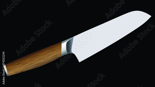 chef knife, butcher meat knife for butcher shop, Meat cutting knives, Cutlery icon set - vector realistic kitchen knives isolated on black, Vector illustration