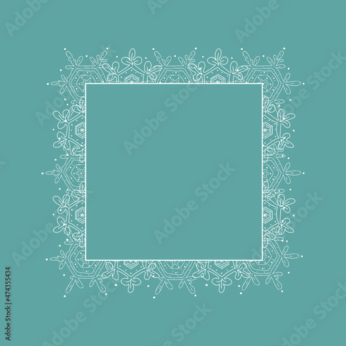 Frame. Square frame made of snowflakes. Perfect for decorating social networks, photos and text. Christmas frame. Vector.