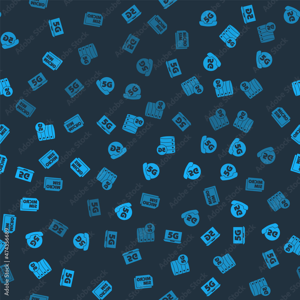 Set Laptop with 5G network, Phone, Server and Micro Sim Card on seamless pattern. Vector Set Laptop with 5G network, Phone, Server and Micro Sim Card on seamless pattern. Vector