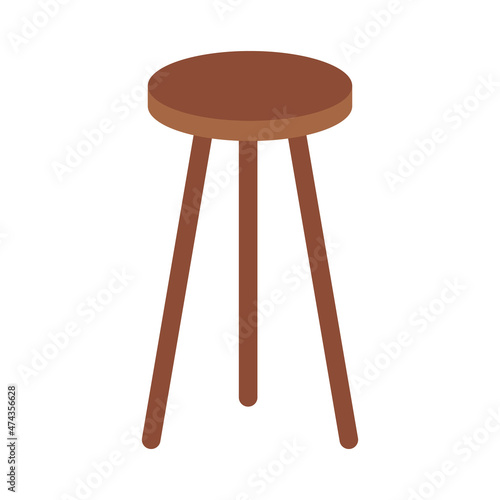 Three legged bar stool icon, wooden stool stock illustration