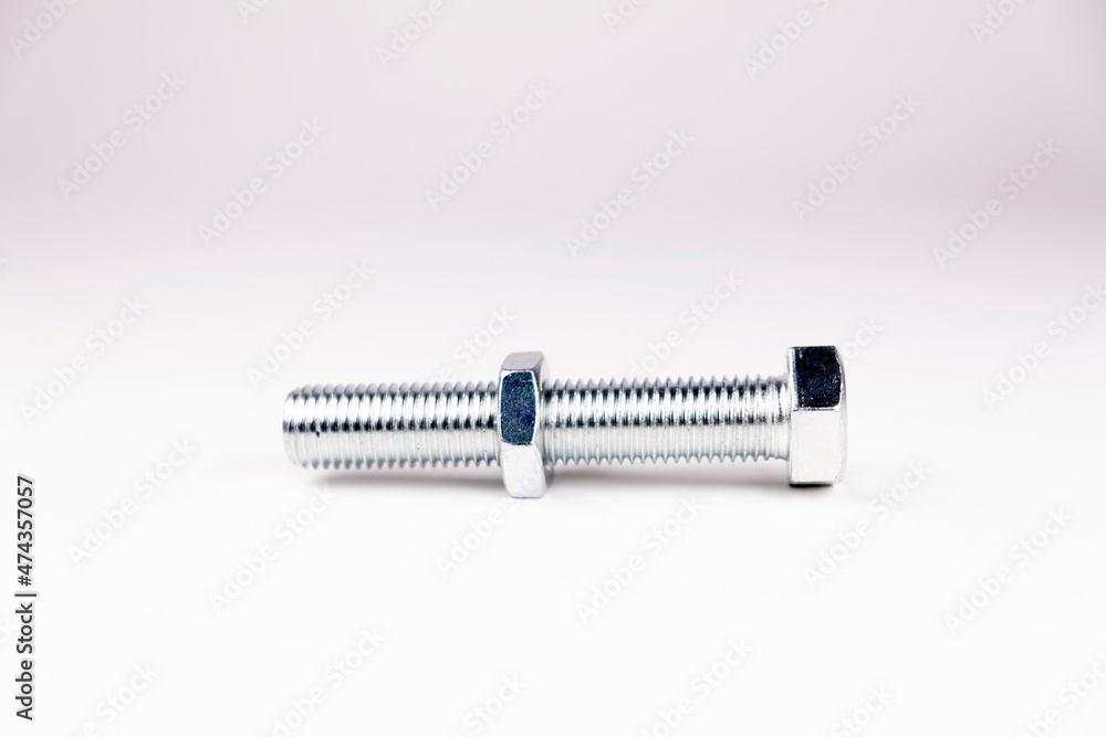 Large bolt with nut on a white background. Big size Large bolt with nut on a white background. Big size