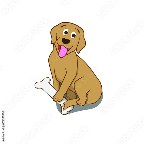 cute brown dog holding bone