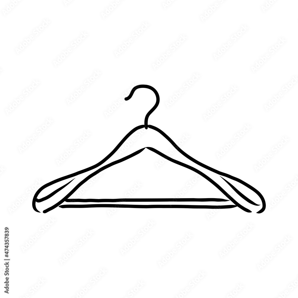Vector Single Black Sketch Wardrobe Shoulder Hanger. Vector Single Black Sketch Wardrobe Shoulder Hanger.