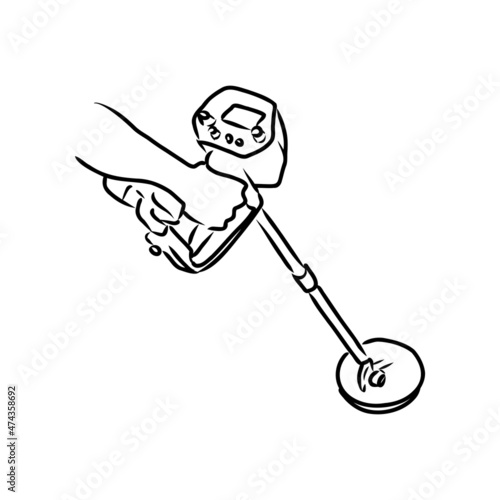 metal detector hand drawing vector sketch metal detector vector