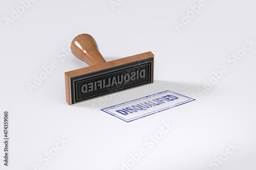 Rubber stamping that says Disqualified on White Background.