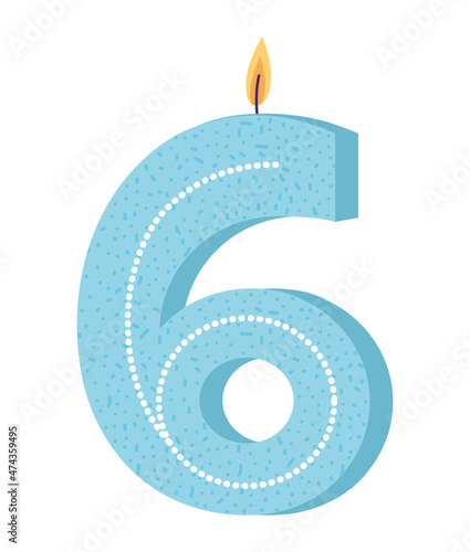 six birthday candle