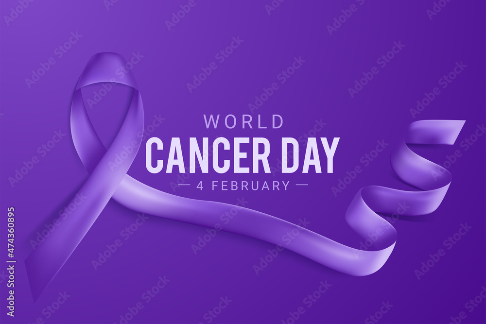 Lavender ribbon. World cancer day concept Lavender ribbon. World cancer day concept