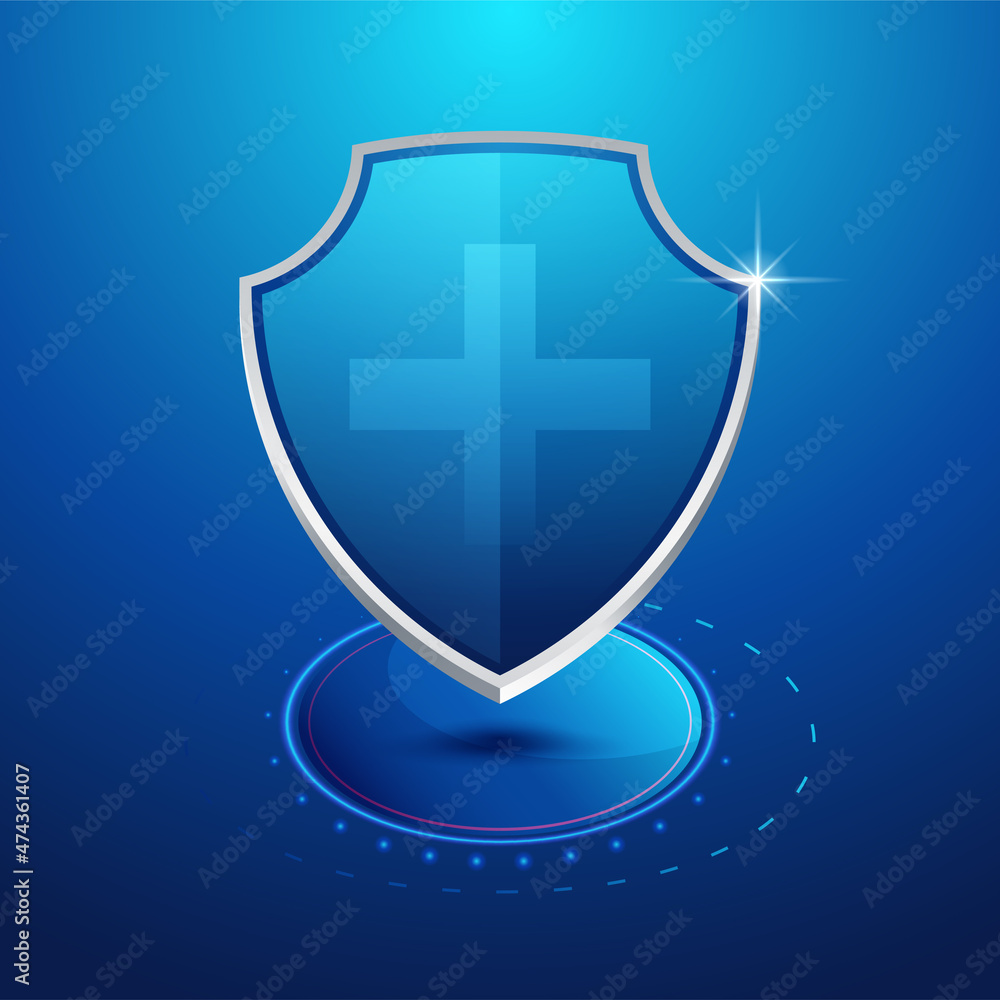Glass shield realistic vector illustration Glass shield realistic vector illustration