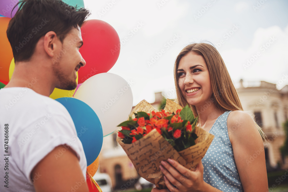 Young couple with balloons Young couple with balloons