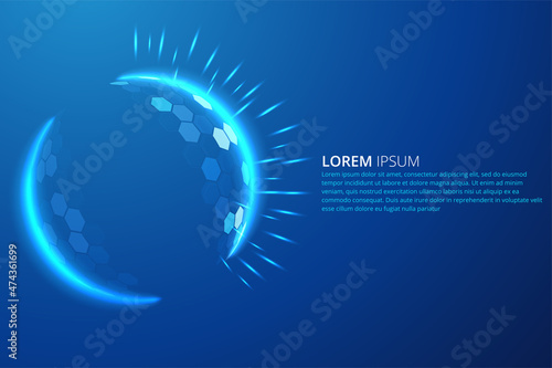 Bubble shield futuristic vector illustration on a blue background