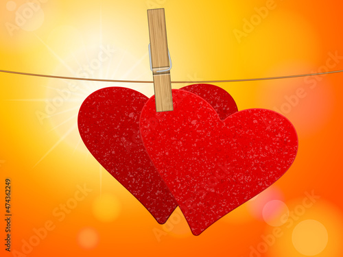Hearts on cloth line